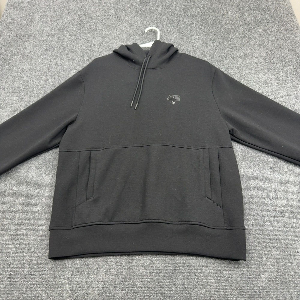American Eagle Hoodie Medium Black Scuba Knit‎ Pullover Athleisure Style
